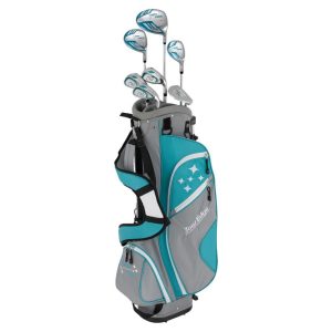 NEW Lady Edge by Tour Edge Complete Golf Set (Half/Starter) Turquoise/White with Stand Bag, +1"