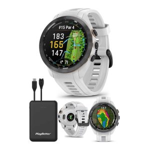 Garmin Approach S70 (White, 42mm) Golf GPS Watch Bundle with PlayBetter USB-C Portable Charger